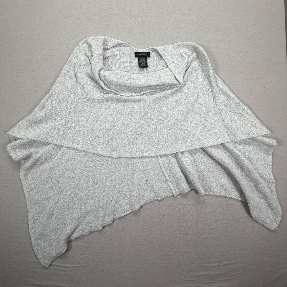 Level Eight Poncho Women XL Excellent Grey Cowl Neck Asymmetric‎ Wool Blend Knit